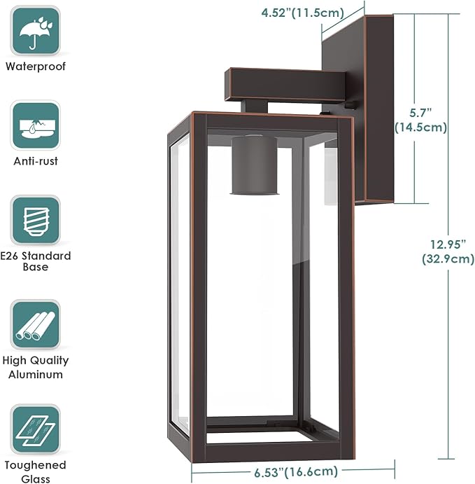 MAXvolador Outdoor Wall Sconce, Exterior Waterproof Wall Lantern Light Fixture