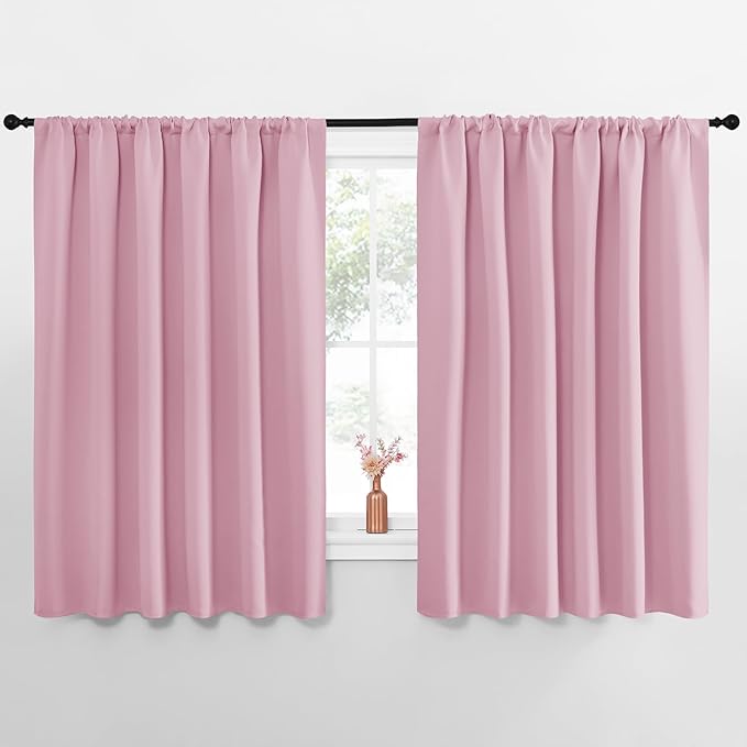 NICETOWN Blackout Curtains for Bedroom, Rouge Pink, 1 Pair, 62 by 63-inch