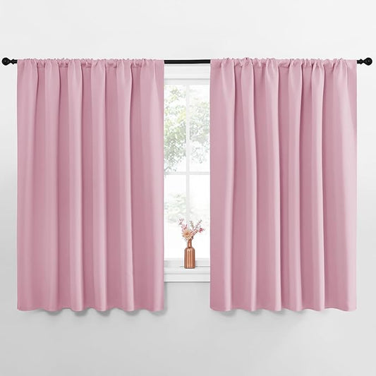 NICETOWN Blackout Curtains for Bedroom, Rouge Pink, 1 Pair, 62 by 63-inch