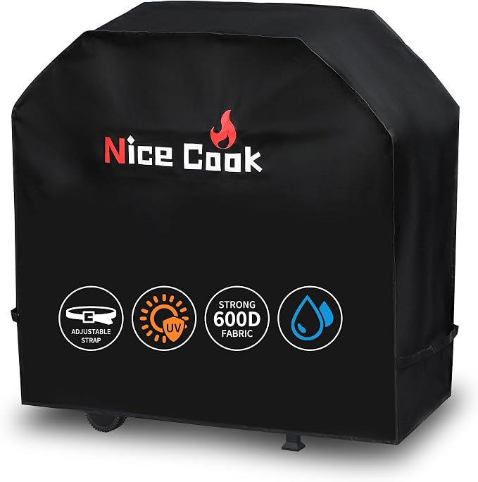 Gas Grill BBQ Covers for Outside Waterproof Weather - 600D Flat Top Grill Cover for Outdoor Grill with Adjustable Straps UV for Family and Friends Outing, 40 Inch