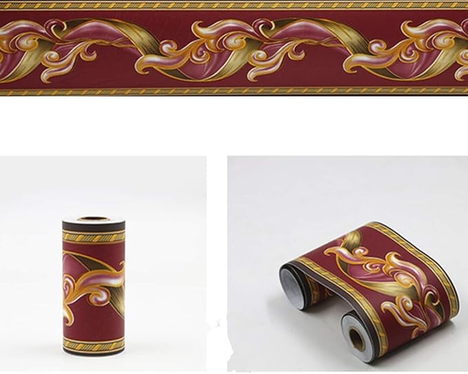 Elegant Peel Stick Red Floral Wallpaper Border Self Adhesive Molding Home