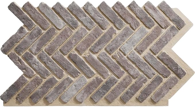 EverStone Herringbone Faux Brick Panel, 46 1/2"W x 25 1/4"H x 1"D, Limewashed