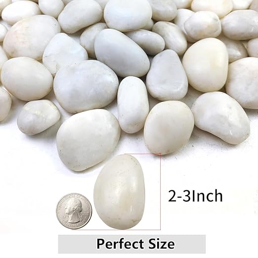 YISZM 20lbs White River Rocks for Landscaping, 2-3 Inch Natural Pebbles for Indoor Plants, High Polished Decorative Stones Vase Filler Fish Tank Aquariums Garden Outdoor and Indoor DIY