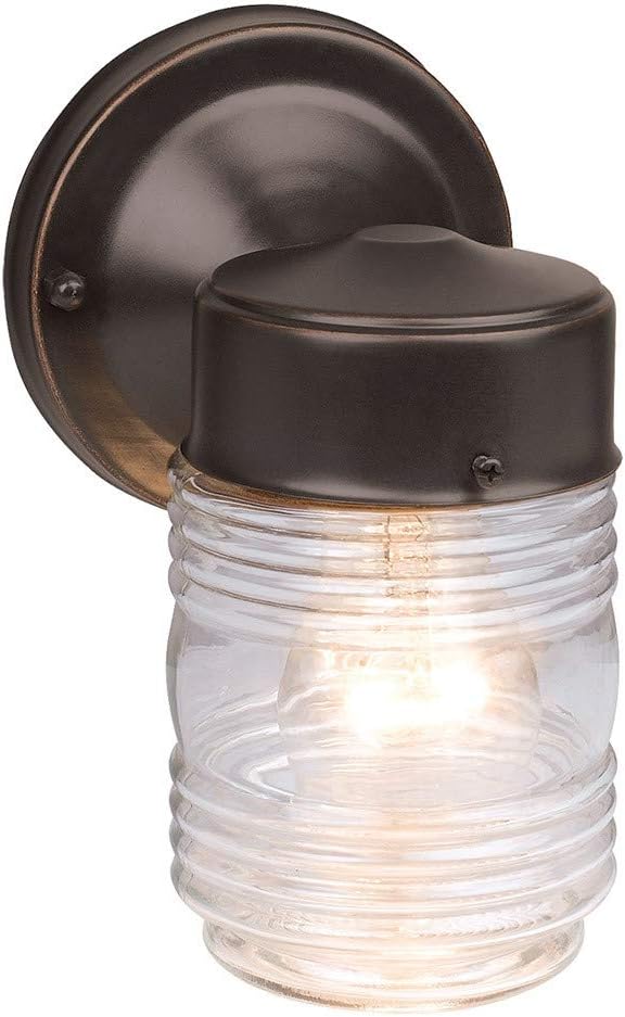 Design House Jelly Jar 1 Light Wall Light, Oil Rubbed Bronze, Outdoor Downlight