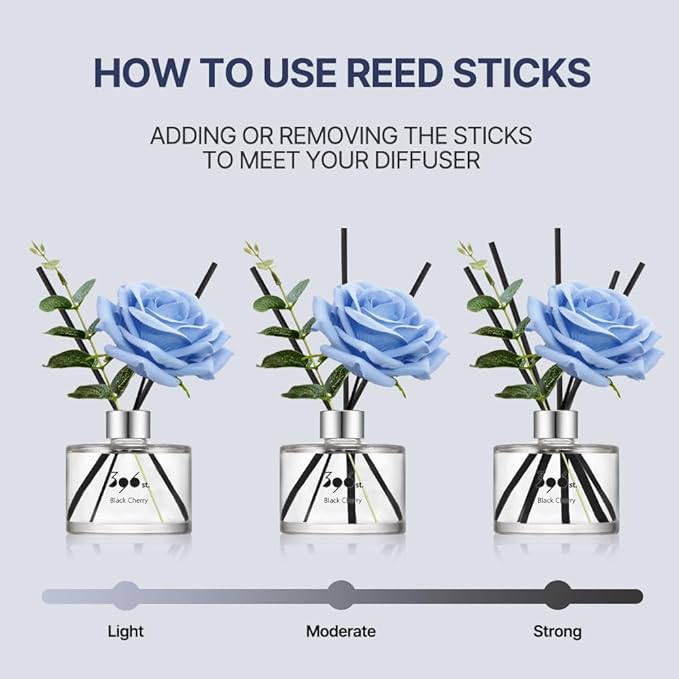 396 st. Rose Flower Reed Diffuser, Black Cherry, 200ml(6.7oz) / Reed Diffuser Sets, Home Fragrance, Scented Oils, Home & Bathroom Décor