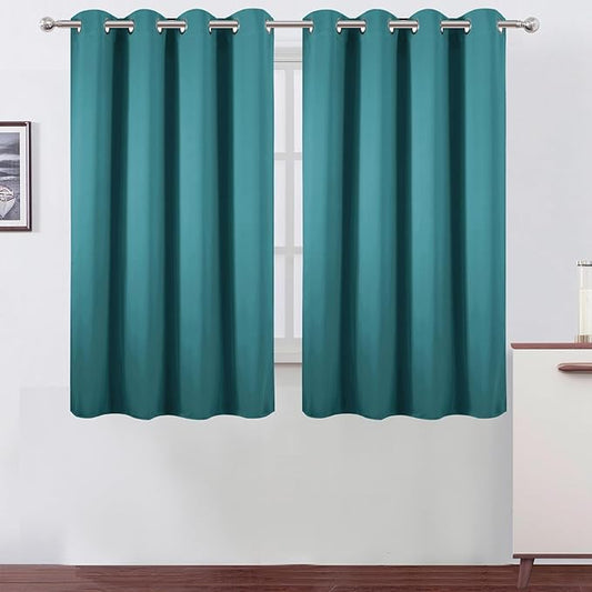 LEMOMO Blackout Curtains 66 x 54 Inch Long Sea Teal Curtains Set of 2 Panels