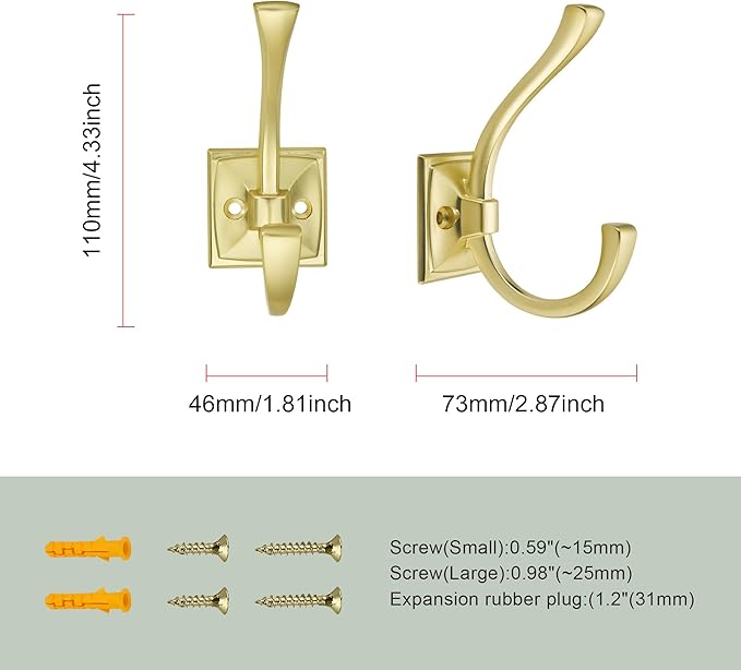 TUNNY 5 Pack Antique Design Wall Hanging Coat Hooks