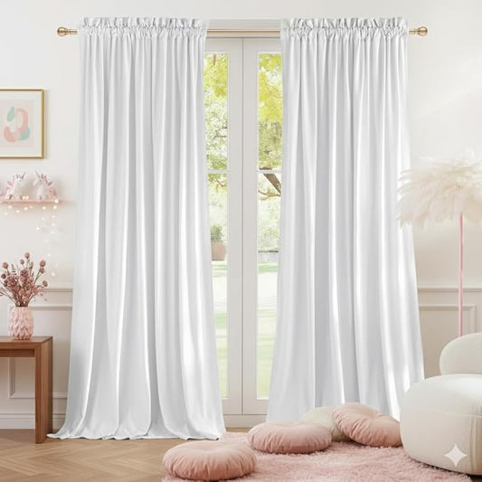 NICETOWN Insulated White Velvet Curtains