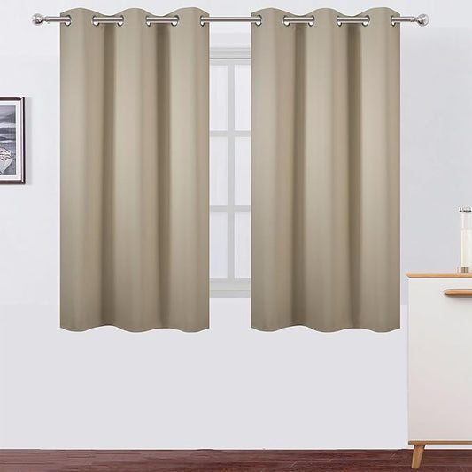 LEMOMO Beige Blackout Curtains 42 x 54 Inch Length Set of 2 Panels Grommet