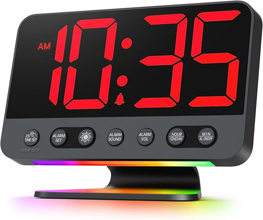 Odokee Digital Alarm Clocks for Bedrooms: Large Bold Number 5 Brightness Dimmer