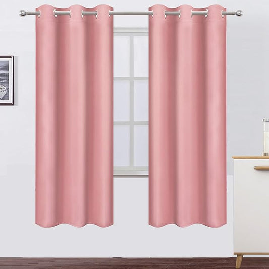 LEMOMO Pink Thermal Blackout Curtains/42 x 72 Inch/Set of 2 Panels Room
