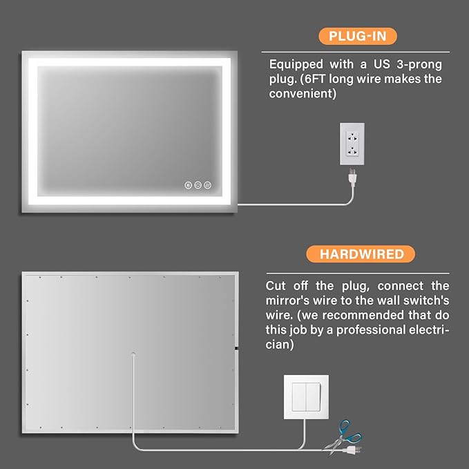 36x28 inch LED Lighted Bathroom Mirror