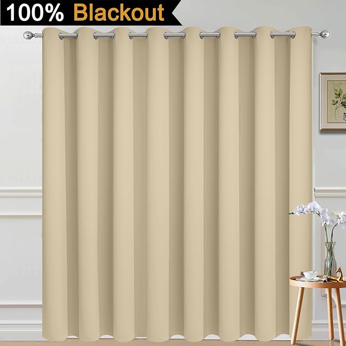 Yakamok 100% Blackout Thermal Insulated Grommet Curtains, Noise Reducing