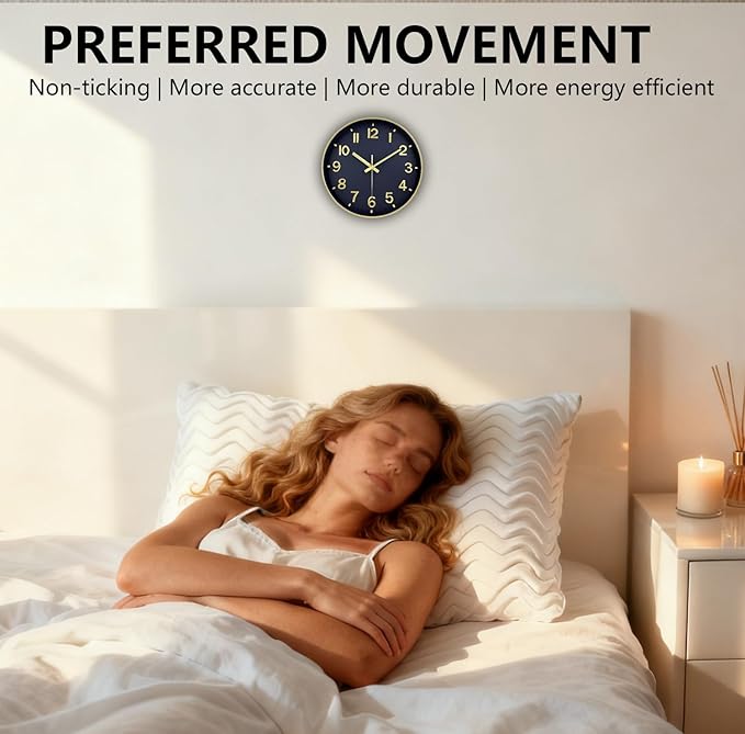 Wall Clock, 8 Inch Wall Clocks Battery Operated, Modern Non Ticking Silent