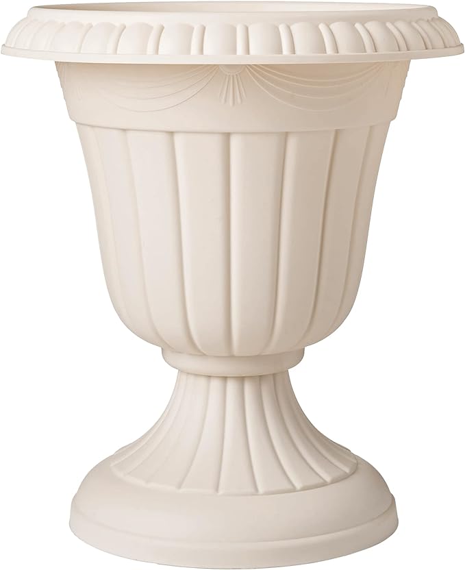 PL20BG Classic Traditional Plastic Urn Planter Indoor/Outdoor, 10" x 12", (Beige)