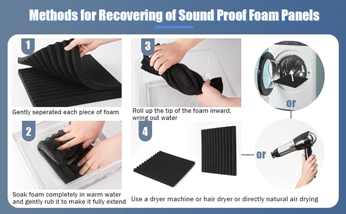 50 Pack Acoustic Foam Panels 1" X 12" X 12" Wedge Soundproof Studio Foam