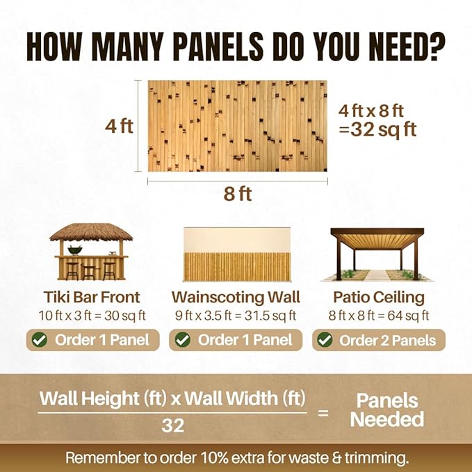 amaZulu Natural Bamboo Wall Panels 4x8 — Dark Brown Tambor Cladding, Rich Deep