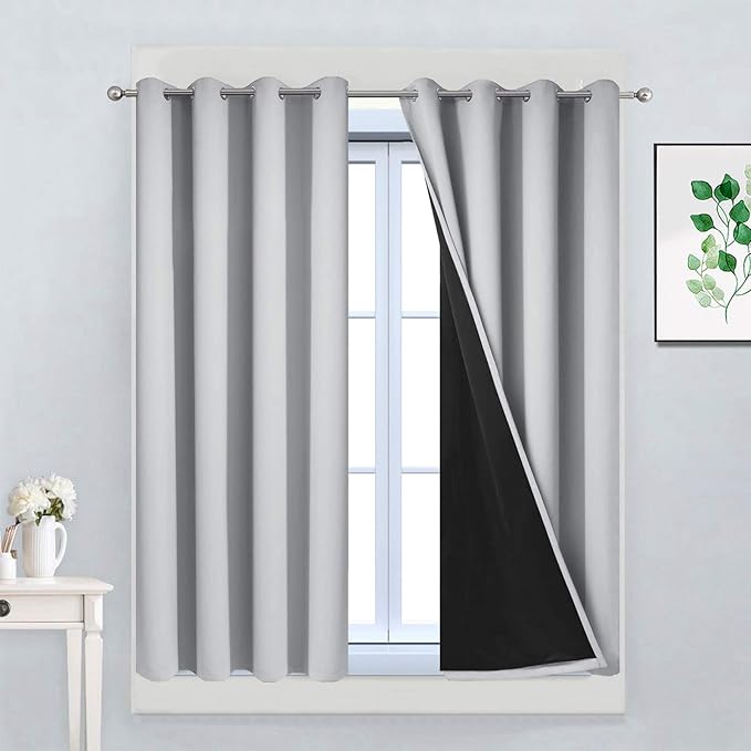 Yakamok Total Blackout Curtains, 2 Thick Layers Completely Blackout Thermal