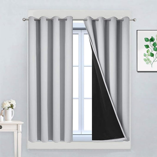 Yakamok Total Blackout Curtains, 2 Thick Layers Completely Blackout Thermal