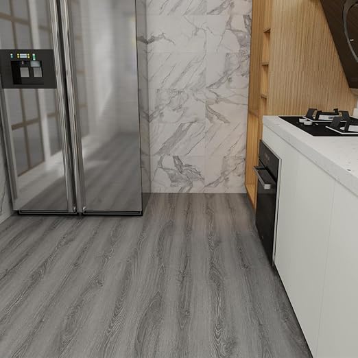 Wood Grain Peel and Stick Floor Tiles – 11.8” Width, Full Roll Length of 118" –