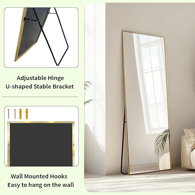 Sunniry Gold Full Length Mirror 56x18 inch, Standing Mirror Full Length