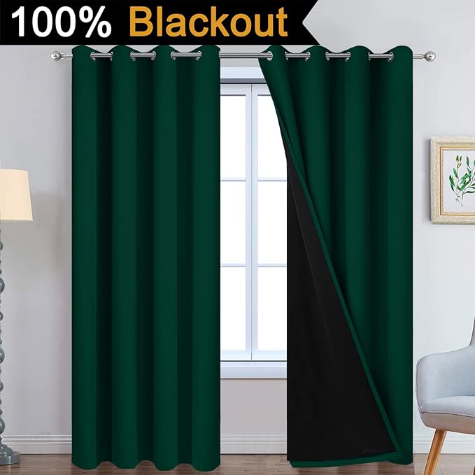 Yakamok 100% Blackout Curtain for Bedroom, Thermal Insulated Drapes
