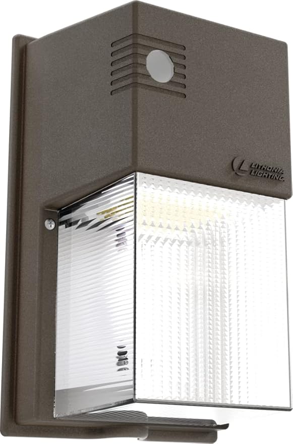 Lithonia Lighting 7" Mini LED Wall Pack Outdoor Light Fixture, 3-Way Selectable