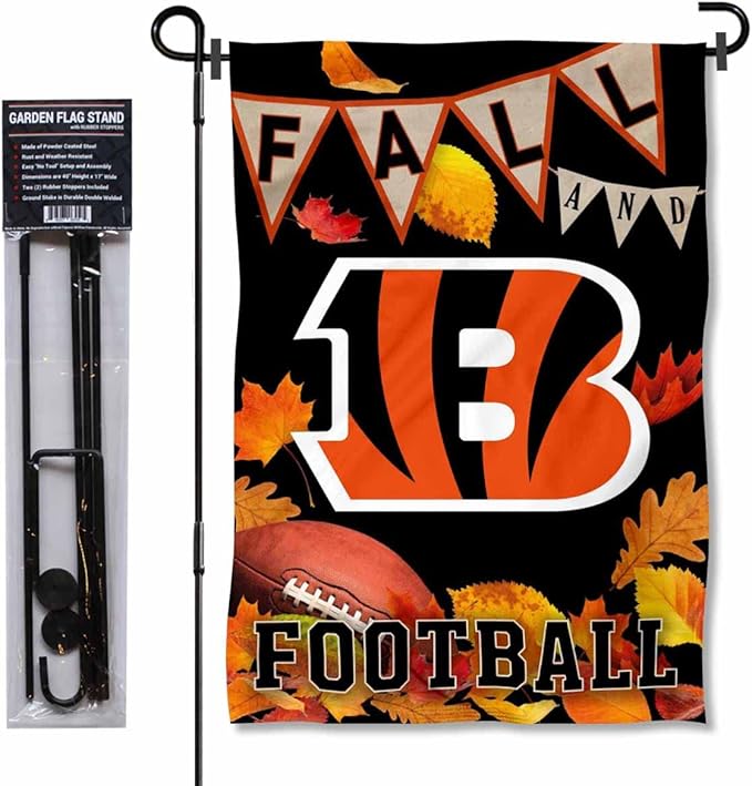 WinCraft Bengals Fall Seasonal Garden Flag and Flagpole Mount