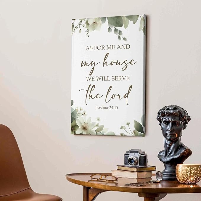 HIWX Christian Wall Decor, as for Me and My House Bible Verses Sage Green