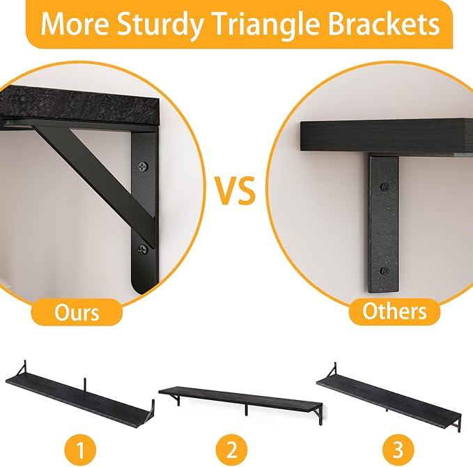 YGEOMER Floating Shelves for Wall, 35in Black Wall Shelves for Living Room