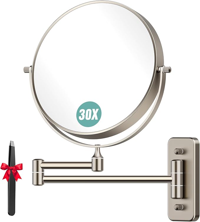 Auxmir 1X/30X Wall Mounted Makeup Mirror, Double-Sided Magnifying Mirror