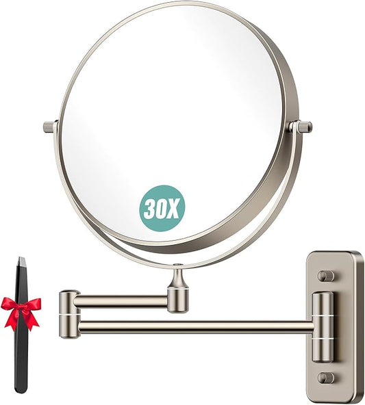 Auxmir 1X/30X Wall Mounted Makeup Mirror, Double-Sided Magnifying Mirror