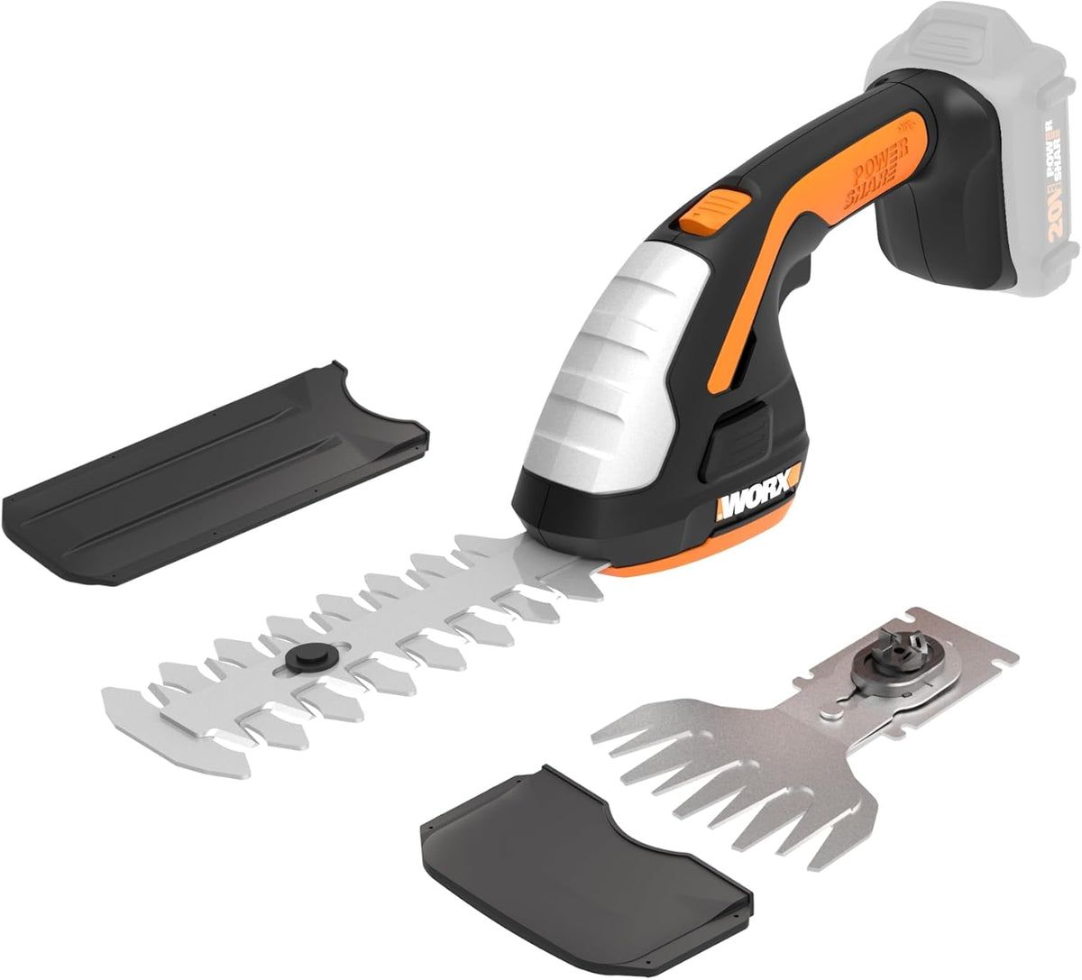 WORX WG801.9 20V 2 in 1 Cordless Hedge Trimmer, 4" Grass Shear & 8" Shrub Trimmer with 2 Blades, Battery & Charger Not Included