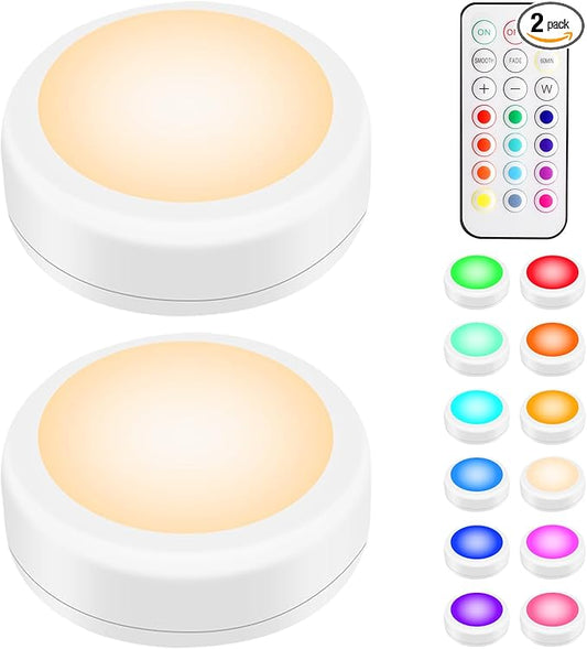 BLS LED Puck Lights with Remote Control, Wireless Under Cabinet & Closet