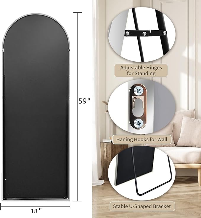 Rowjut Floor Mirror Arched Full Length Mirrors, Mirror Full Length Standing