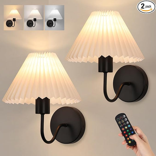 Rechargeable Battery Operated Wall Sconce Sets of 2, 15 Colors Wireless