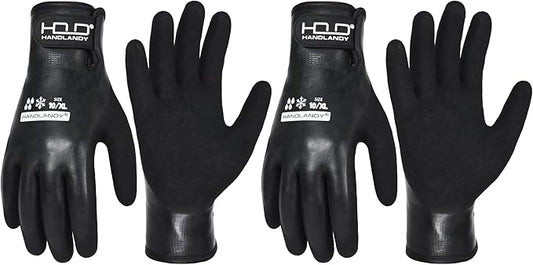 AIGEVTURE Waterproof Winter Work Gloves Men,Cold Weather Insulated Work Gloves Thermal Liner Superior Grip Latex Coating Warm for Outdoor Large