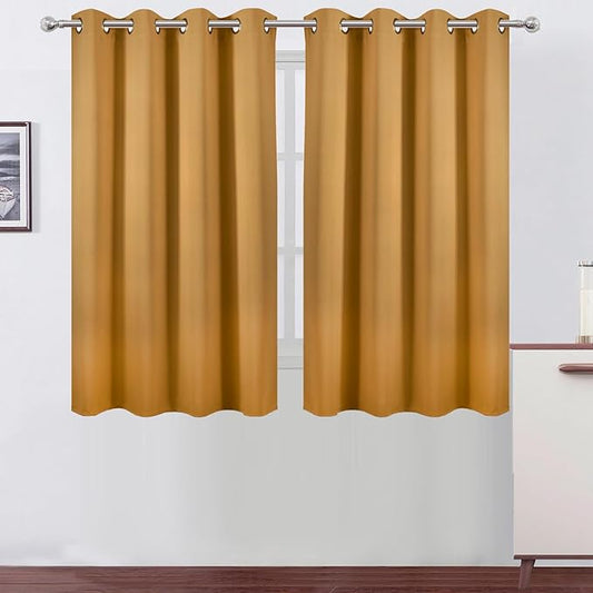 LEMOMO Blackout Curtains 66 x 54 Inch Long Mustard Yellow Curtains Set of 2