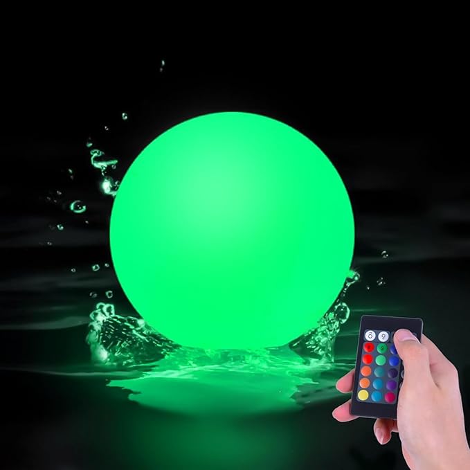 LOFTEK LED Pool Lights That Float 6+8+12inch Globe Lamp Rechargebale 16 RGB Orb Light