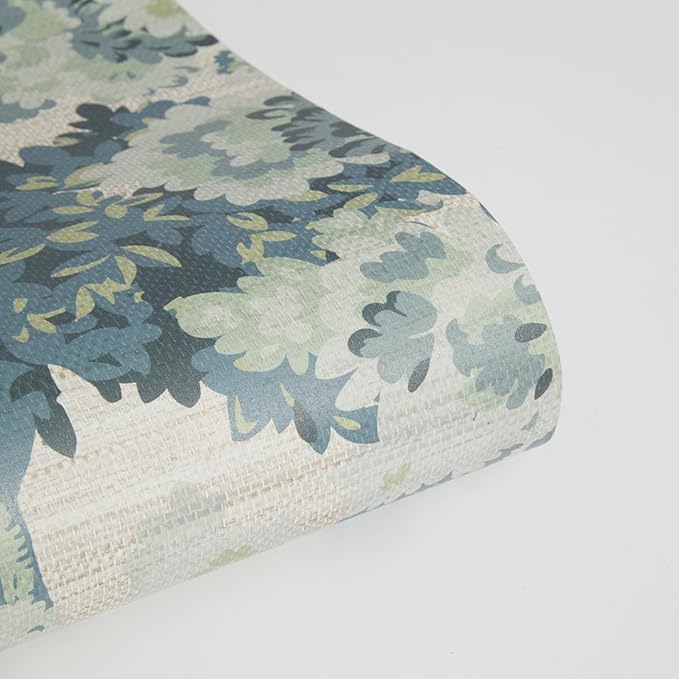 Tempaper Textured Green Canopy Toile Faux Grasscloth Removable Peel and Stick