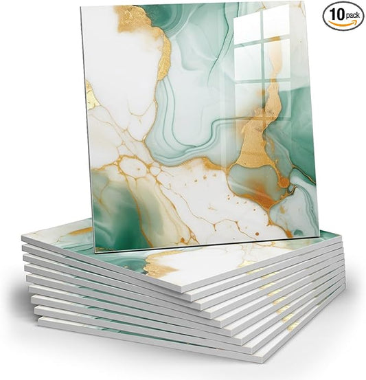 Chejiaye 10pcs Marble Peel and Stick Backsplash Waterproof Washroom Wall Panels