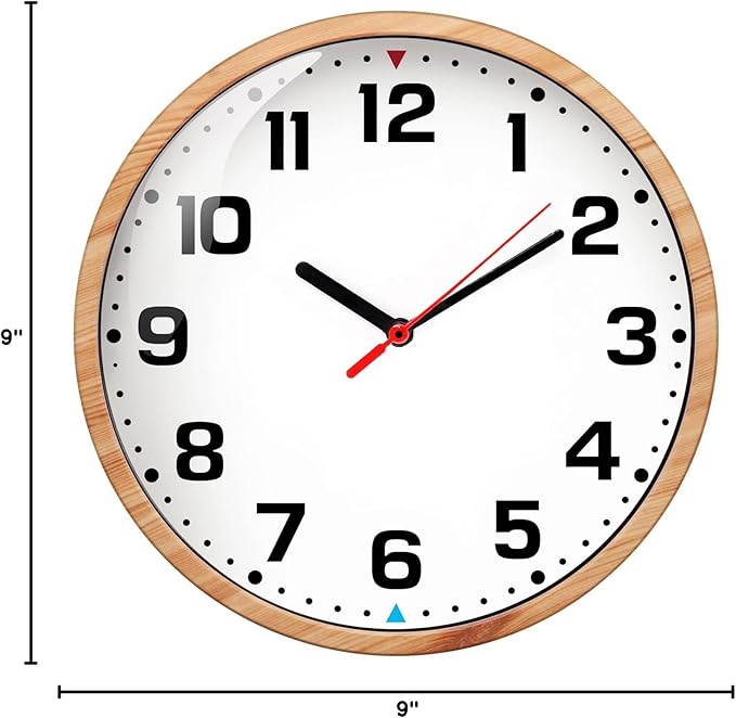 SIN&MI Wall Clock 9 Inch Battery Operated Silent Non-Ticking Wall Clock Modern