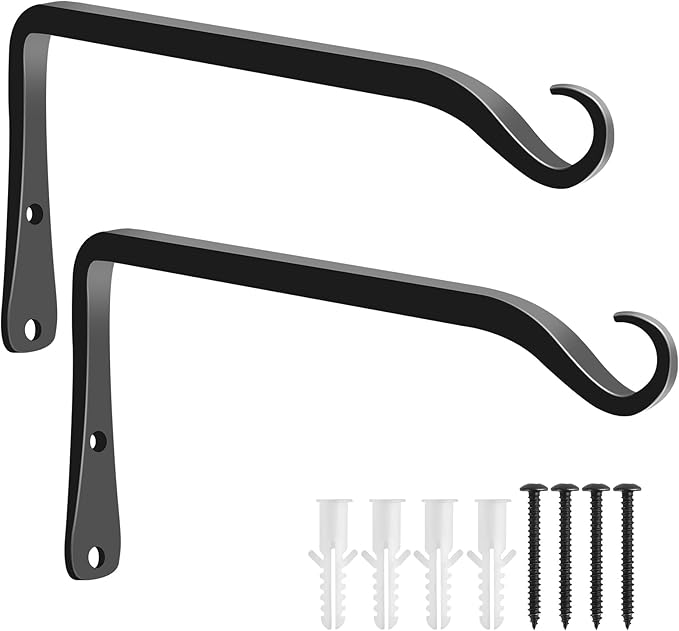 FEED GARDEN 2 Pack 8 Inch Hanging Plant Bracket Wall Hooks Decorative Plant