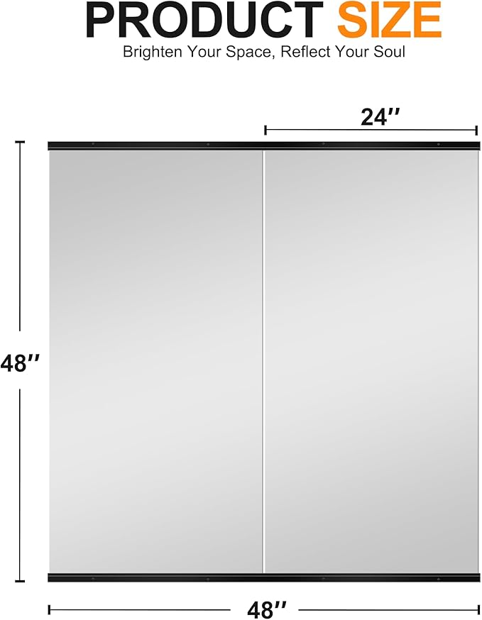 Delma Home Gym Mirror, Large Full Body Tempered Glass Frameless, Wall-Mounted