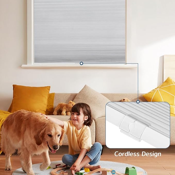 SEEYE No Drill Cordless Cellular Shades, Thermal Insulated Noise Reduction