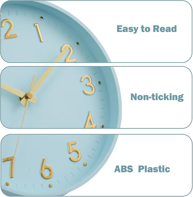 Mosewa Wall Clock 8 Inch, Wall Clocks Battery Operated Silent Non-Ticking