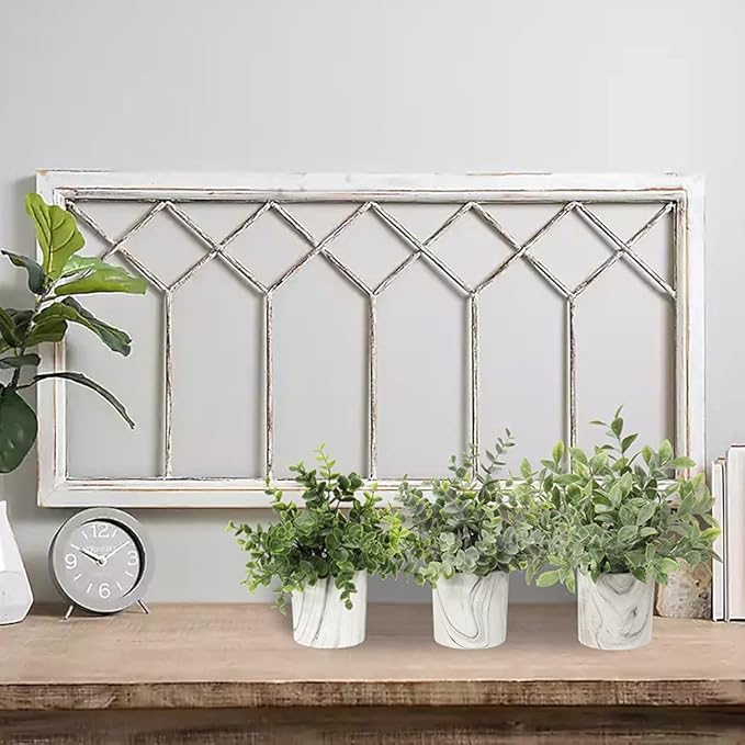 Hollyone Mini Artificial Potted Plants Fake Plants in Marble Pots, 3Pcs Plastic Eucalyptus Greenery Faux Plants for Home Office Desk Room Centerpiece Shelf Décor