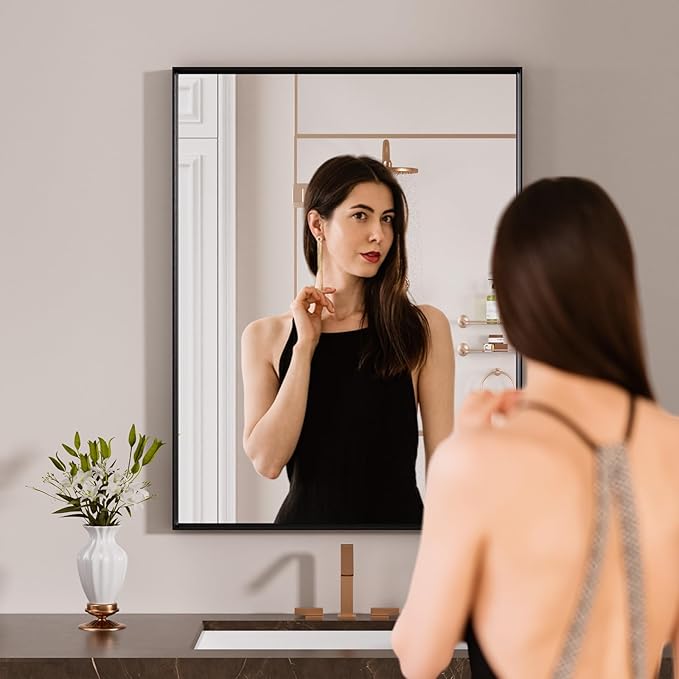 LOAAO Black Bathroom Mirror 20"X30"