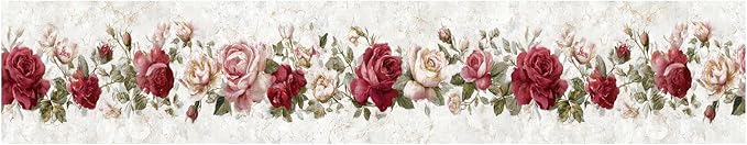 Vintage Rose Wallpaper Border 196x4 Inch Removable Wall Border Peel and Stick