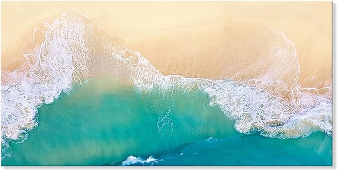 Goldfoilart Beach Canvas Wall Art Ocean Sea Waves Wall Decor Coastal